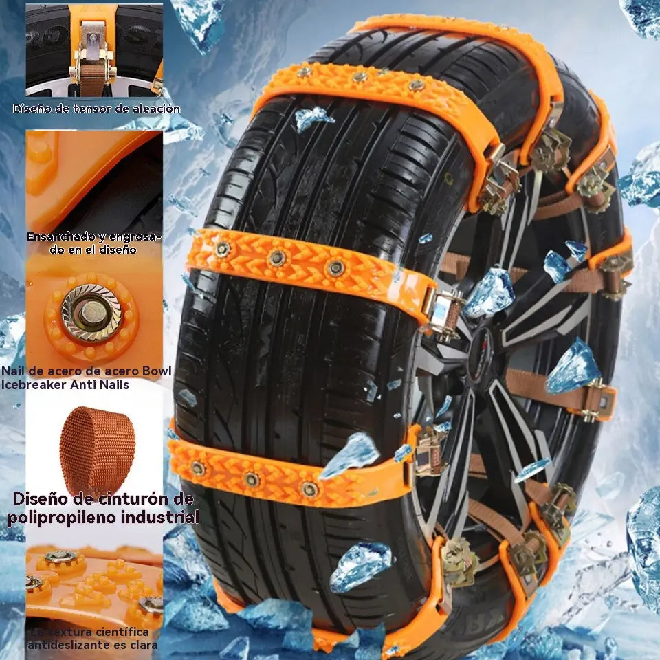 🔥🚗【Paquete de 4, Herramientas de instalación incluidas】🔥 Cadenas de nieve, Cadenas de nieve de emergencia universales para neumáticos de automóvil