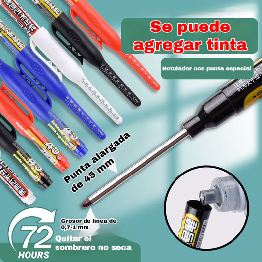 (3 piezas)✏️🔧 Marcador de punta larga negro impermeable para carpinteros