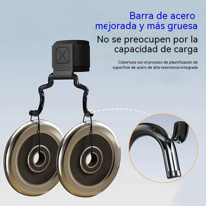 Juego de 2 ganchos de fitness para culturismo y levantamiento de pesas, soporte ensanchado de 125 mm, correas antideslizantes para las muñecas, capacidad de 250 kg para dominadas y peso muerto.