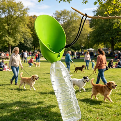 🐕‍🦺🐕Este dispensador de agua portátil y plegable de silicona para mascotas se puede usar con botellas de agua mineral, lo que facilita su uso al aire libre.