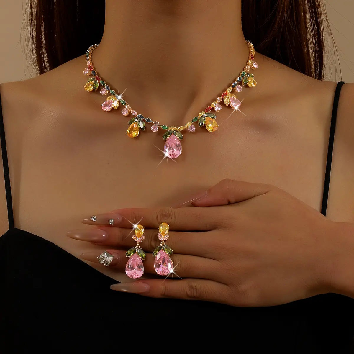 🌷👑Elegante conjunto de collar y pendientes de tulipán