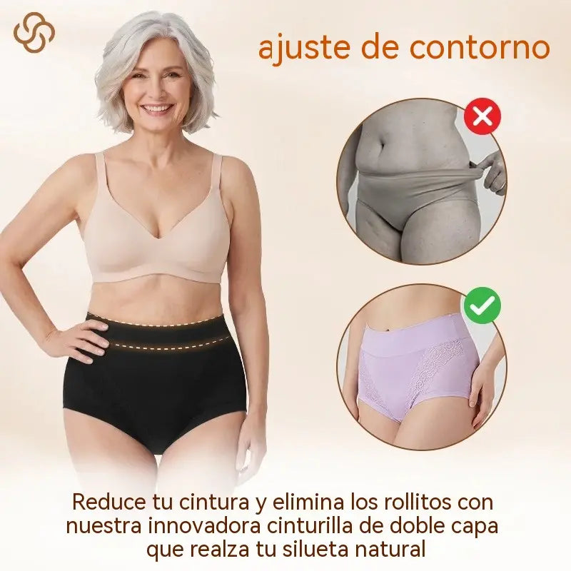 6 piezas【XL-4XL】【45-110kg】 Braguitas antibacterianas de cintura alta para control de abdomen