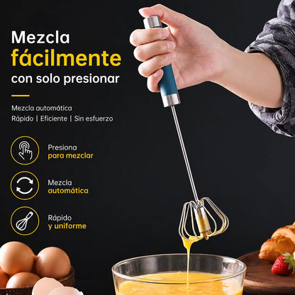 24€【 Conjunto de 2 piezas】Batidor de huevos semiautomático de acero inoxidable