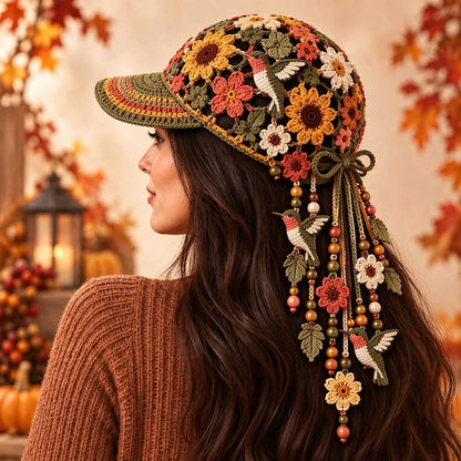 🧶🧢Gorra de béisbol de ganchillo para mujer, ideal para otoño.