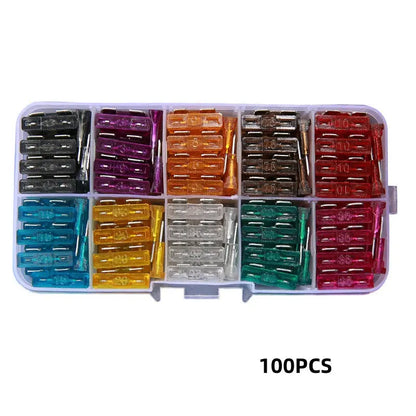 🔌🚗 Kits de fusibles para automóviles: fusibles miniatura, micro y de lámina estándar, codificados por colores para una fácil identificación.