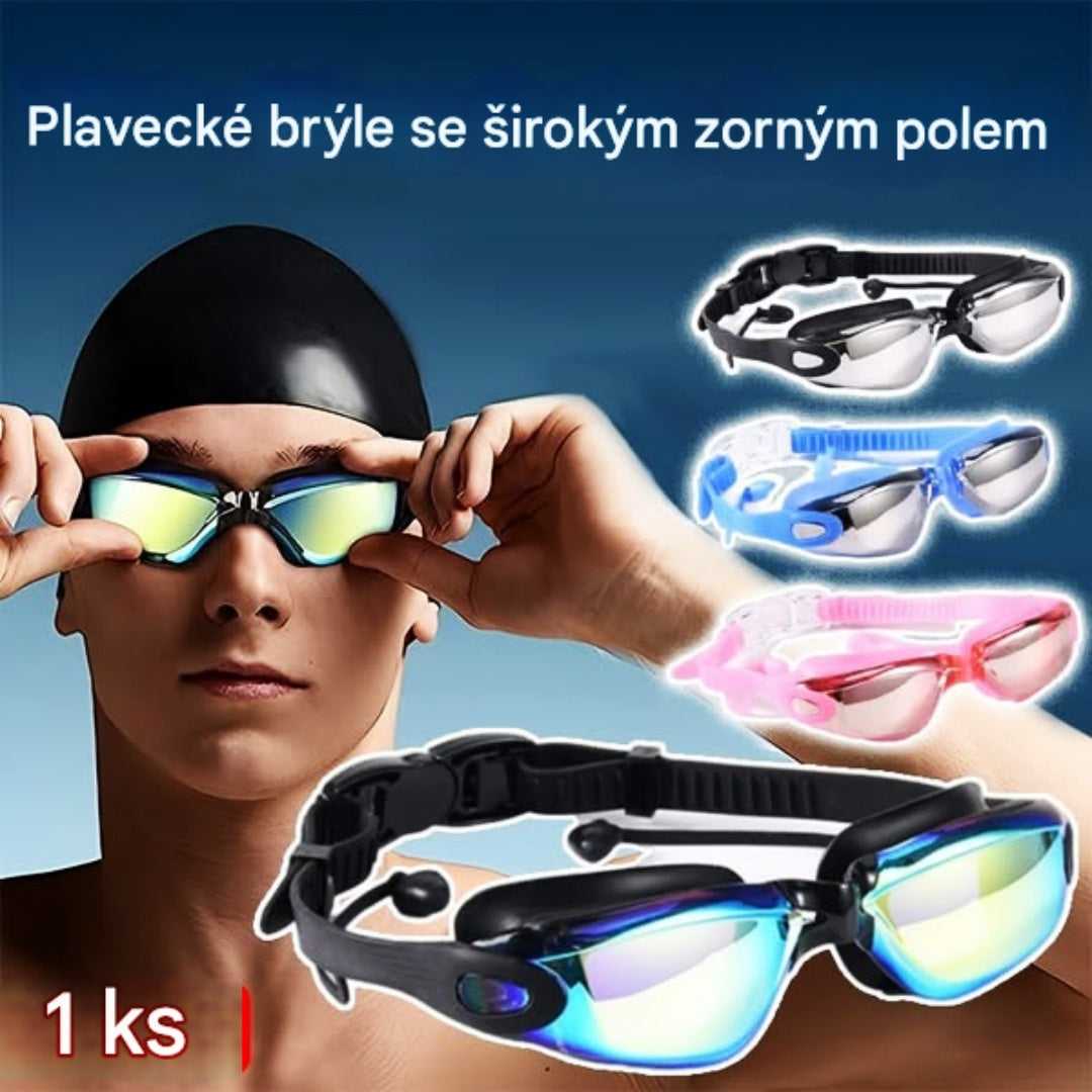 🔥Oferta de tiempo limitado🔥gafas de natación de gran campo de visión，con caja de gafas，Viene con tapones para los oídos