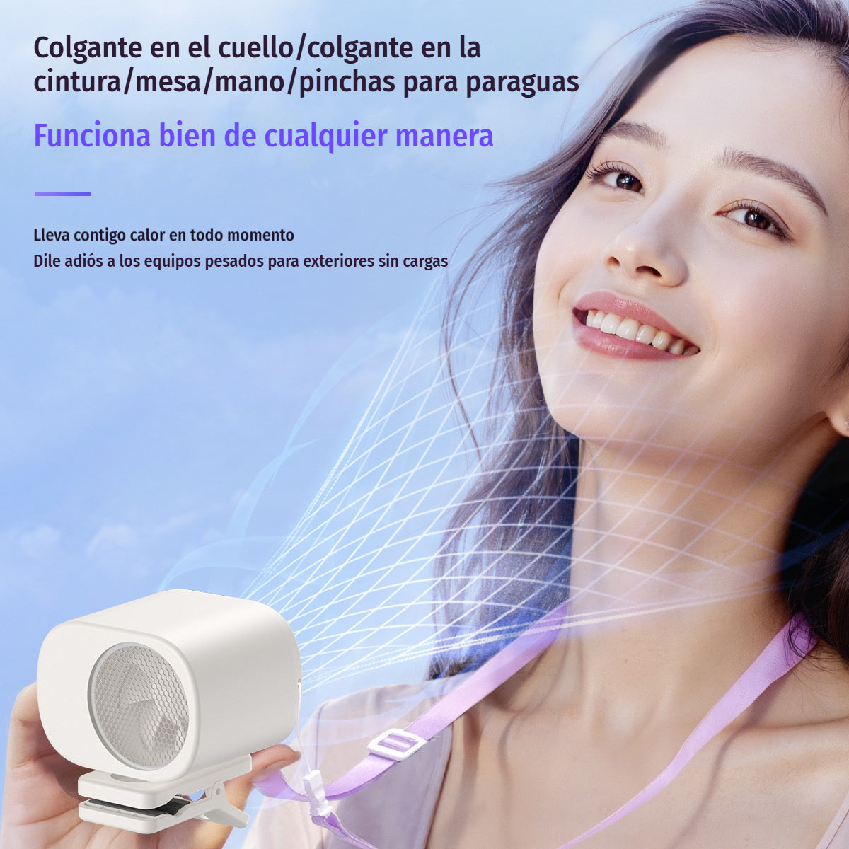 Mini ventilador portátil con motor sin escobillas de alta velocidad.