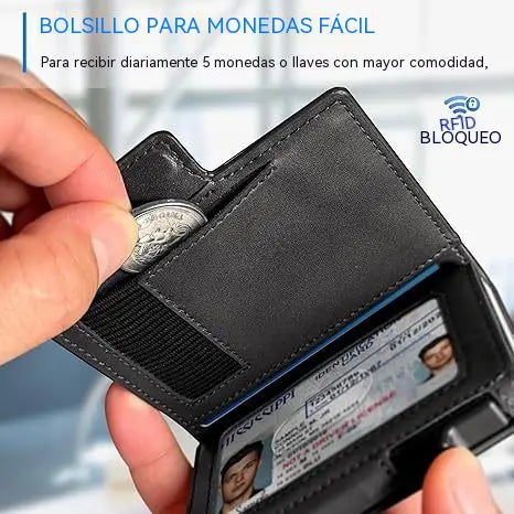 Nueva cartera antirrobo RFID para hombre con bolsillo con clip, ventana transparente, caja de aluminio de gran capacidad, tarjetero y funda para tarjetas.