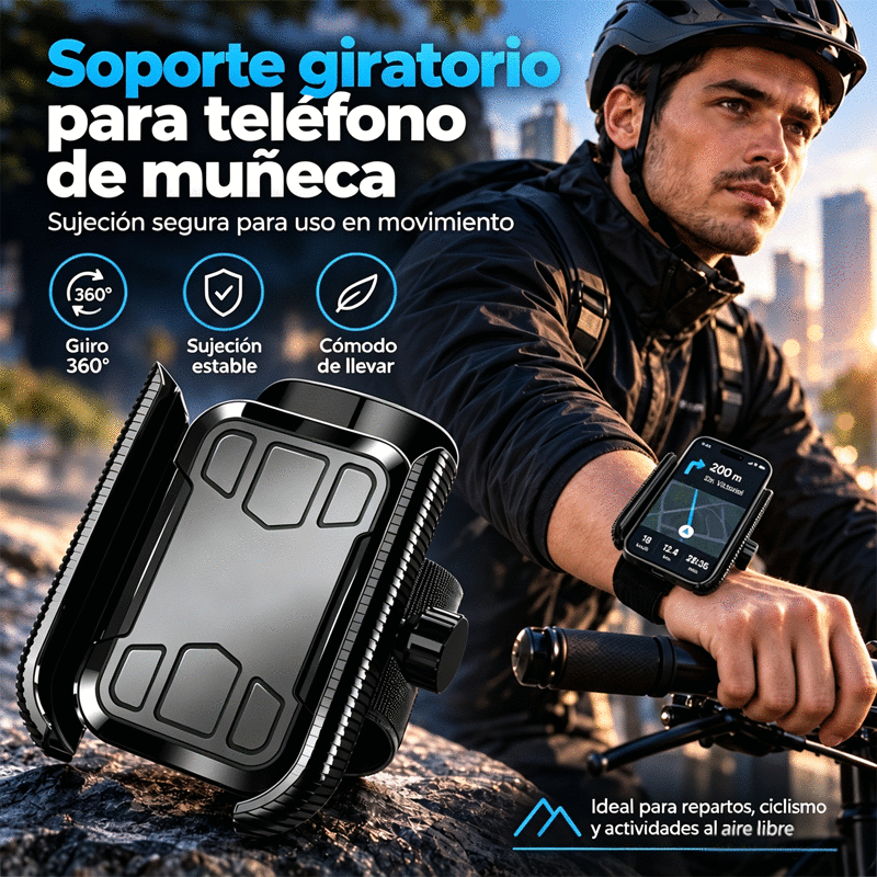 📱🏃 Brazalete 2 en 1 para Móvil | Soporte de Brazo y Muñeca para Correr, Gimnasio, Ciclismo y Repartidores