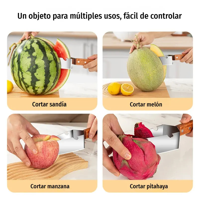 【2 piezas 26 euros】Cortador de sandía multifuncional de acero inoxidable — diseño triangular con función para abrir tapas de botellas