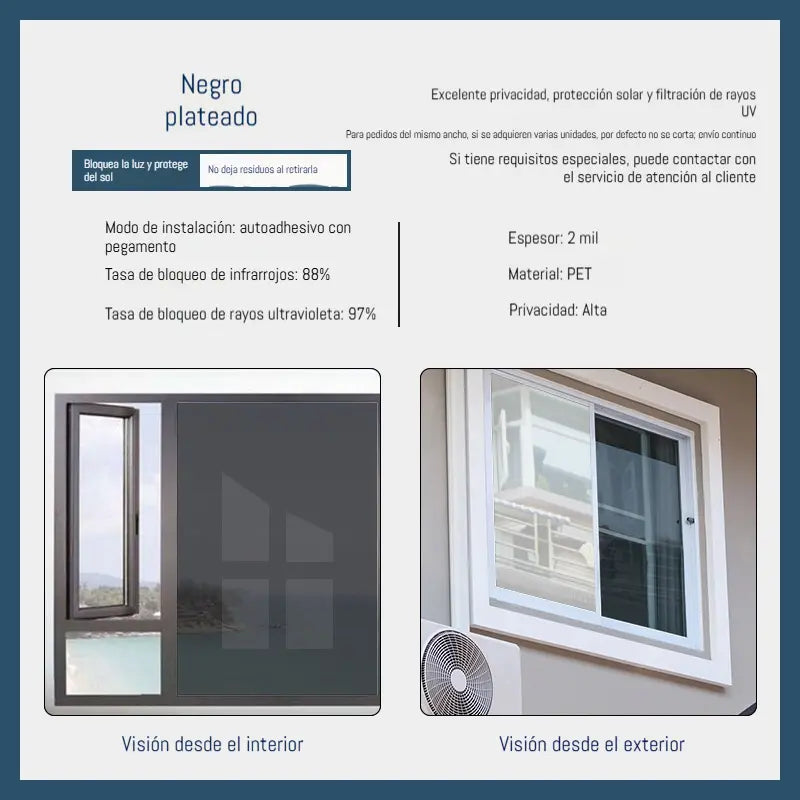 📱【150 cm × 1 m】🚗Película para ventanas con aislamiento térmico y protección de la privacidad: apta tanto para dormitorios como para las ventanillas del coche.