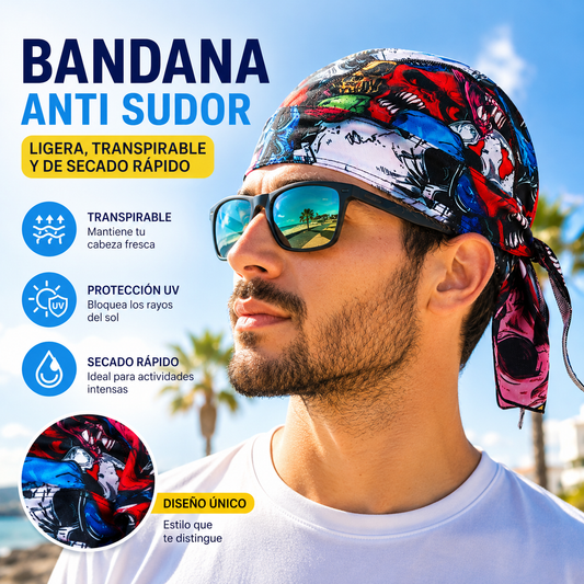 【2 pieza】Pañuelo clásico para motociclistas y deportistas.，Nueva cinta para la cabeza ajustable para hombre