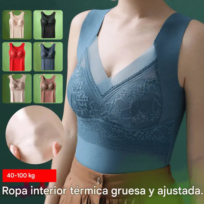 【3 piezas】【40-100 kg】Ropa interior de encaje de terciopelo de ganso de otoño e invierno, espalda hermosa, accesorios para fruncir el pecho, prevención de la flacidez del pecho