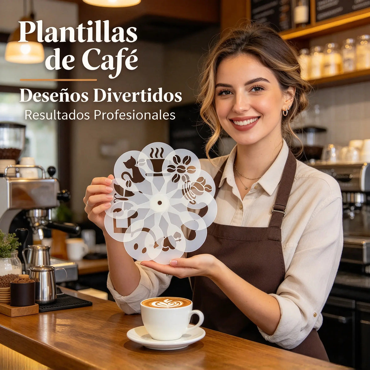 💖Un juego de 19 piezas por solo 23 euros☕✨19 elegantes moldes para hornear pasteles de café con arte latte