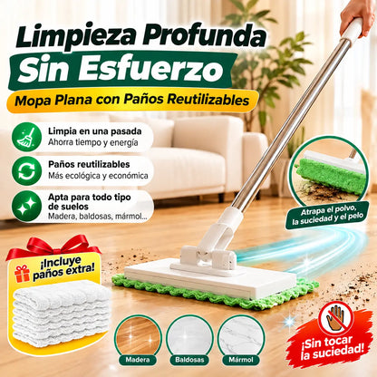 🔥【Juego de 4 piezas】Fregona sin enjuague🧹🏠 con diseño de pinza para paños, para que la limpieza del hogar sea más fácil