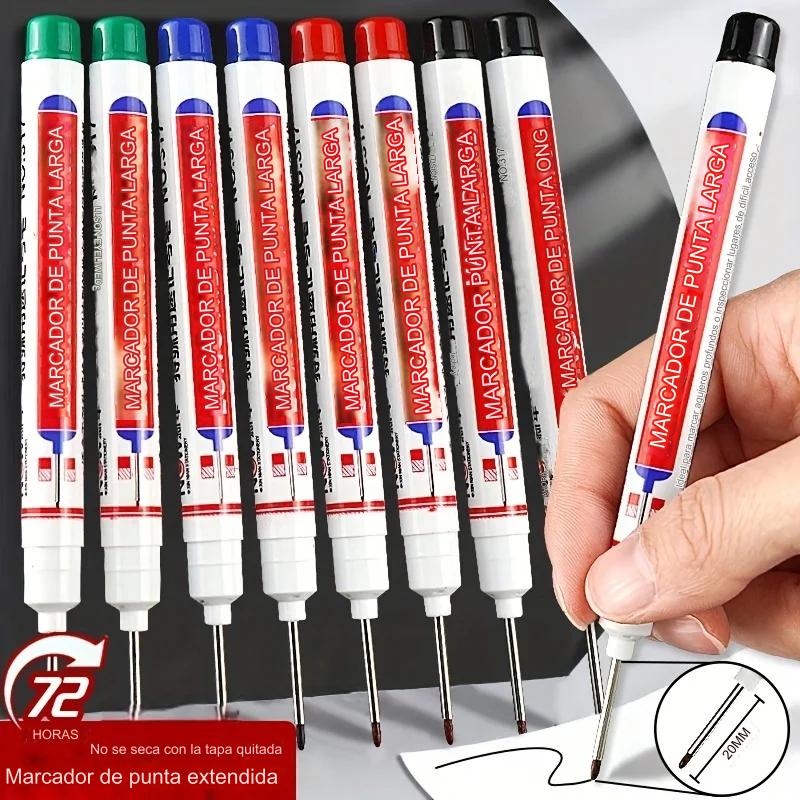 🔥【10 piezas】Bolígrafo de punta larga de 20 mm, bolígrafo para carpintería de agujero profundo, bolígrafo multiusos de cabeza larga aceitosa