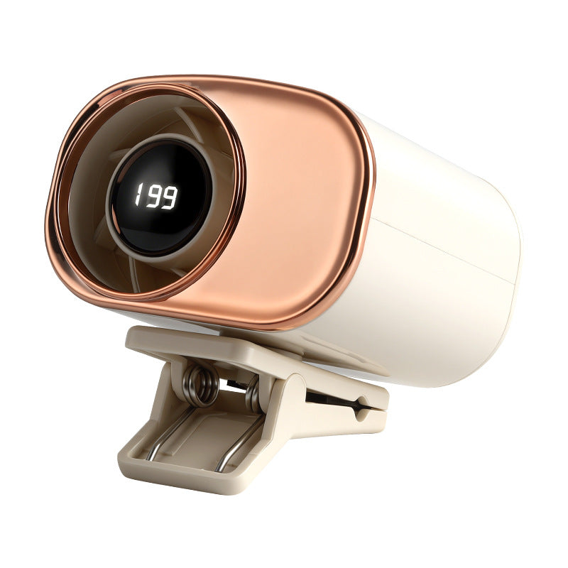 🌀 Ventilador manos libres con pantalla LED, clip integrado y 199 niveles de ajuste