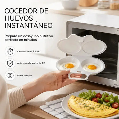 Vaporera de huevos de dos compartimentos, resistente al calor, fácil de limpiar, un utensilio de cocina creativo.