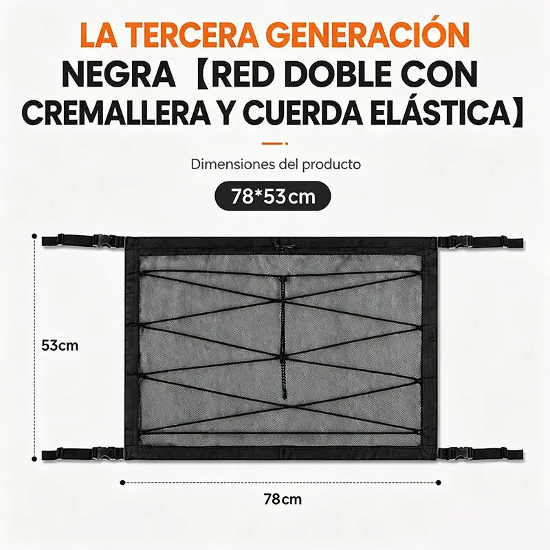 🚗✨ Red de Almacenamiento para Techo del Coche — Organizador Colgante para Aprovechar el Espacio y Mantener el Interior Ordenado