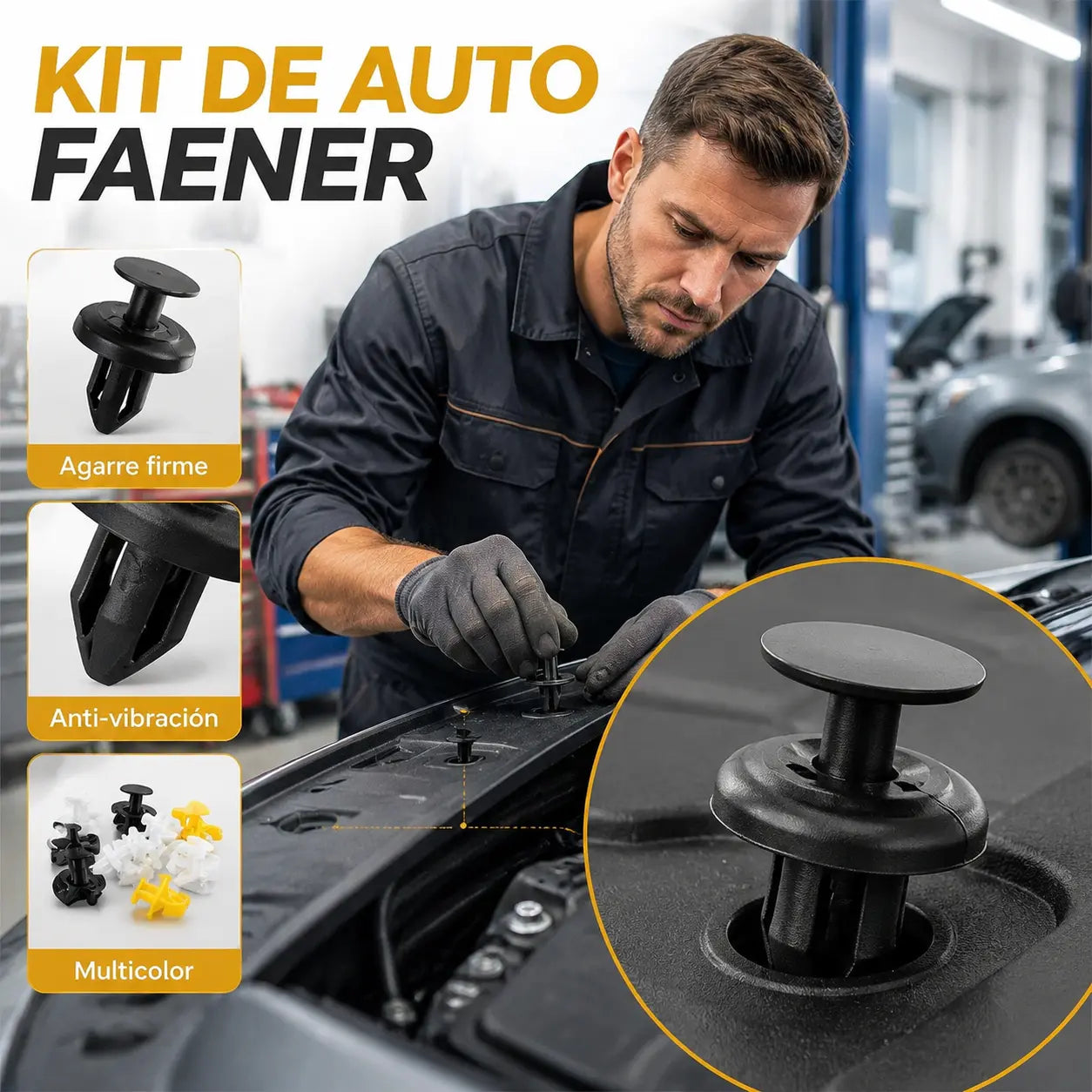 【1 paquete/150 unidades】 Kit de montaje de soportes para el capó – Compatible con múltiples modelos