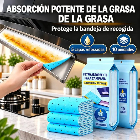 🍳✨ Papel Absorbente para Campana Extractora | Protector Antigrasa para Bandeja y Depósito de Aceite