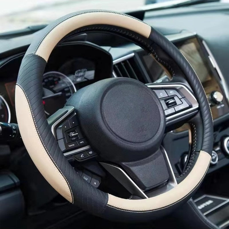 👍🔥Funda de volante de cuero genuino - Funda universal para volante de coche, antideslizante, duradera