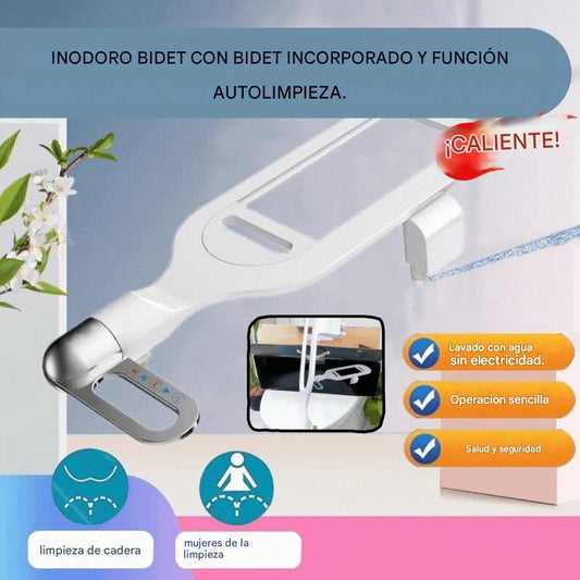 🚽💦【¡Adiós al papel higiénico para siempre! 🚽💦】Inodoro bidé sin electricidad y doble boquilla, lavamanos con bidé, bidé higiénico con autolimpieza.