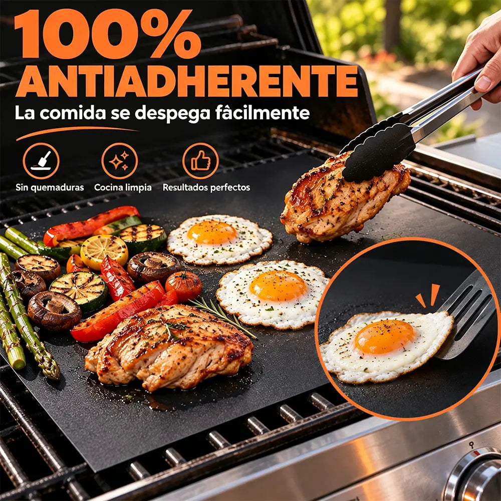 🔥🥩 Alfombrilla Antiadherente para Barbacoa | Protector Reutilizable de Alta Temperatura para BBQ, Parrilla y Horno