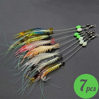 【7 piezas】Palitos luminosos de camarones de silicona suave
