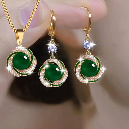 🔥💥（Collar + Pendientes）Colgante de perla con personalidad popular, elegante y versátil