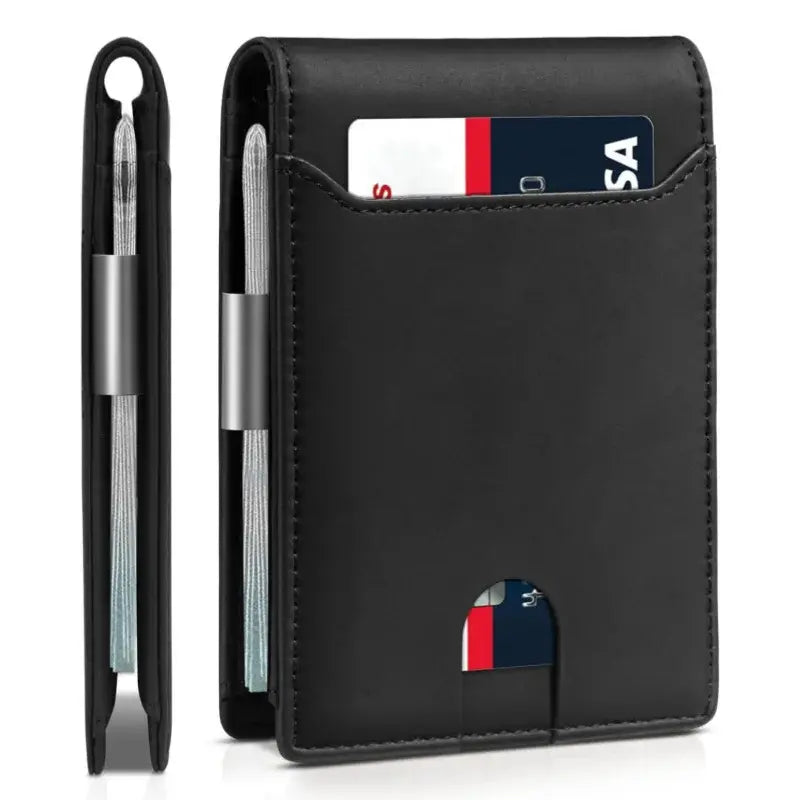 🖤 Cartera RFID de Fibra de Carbono para Hombre – Tarjetero Ultrafino con Clip para Billetes y Múltiples Ranuras