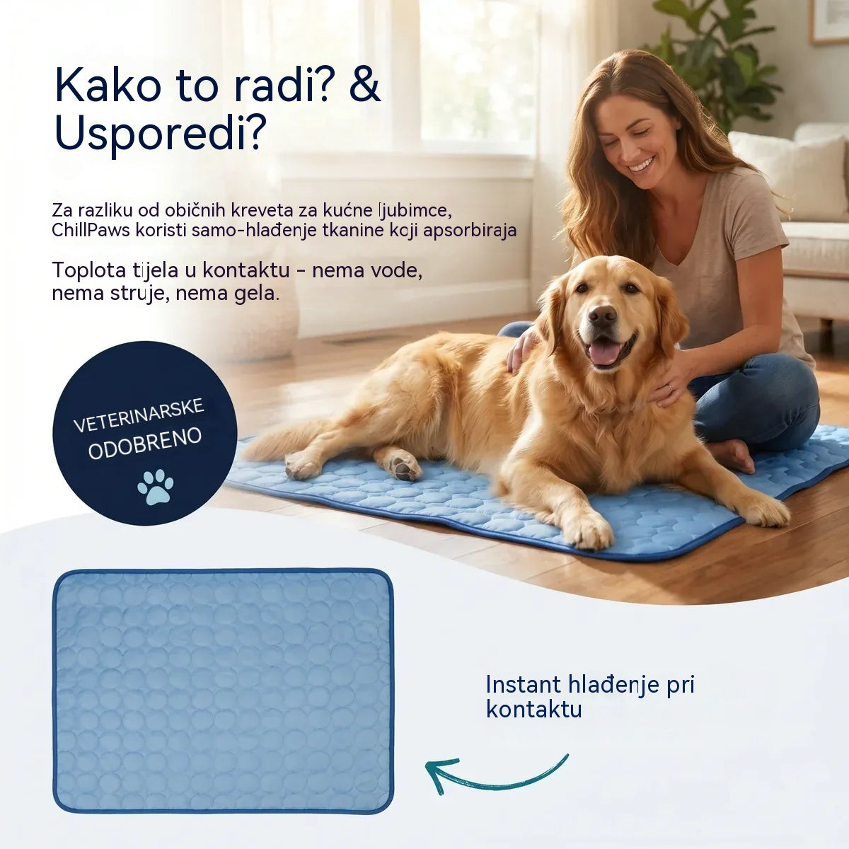 🧊⚡ ¡Rebajas de verano! Alfombrilla refrescante para mascotas (sin agua) – Tejido Oxford transpirable, apta para cualquier cama o jaula.
