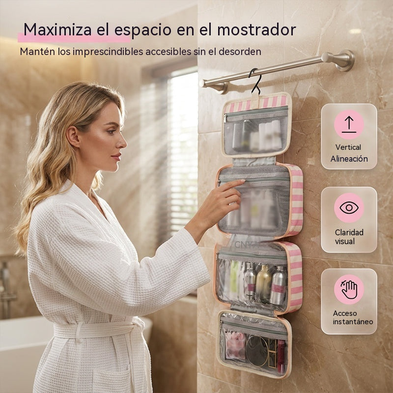 Neceser colgante | 4 compartimentos con gancho para viajes