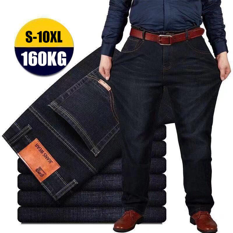 🔥【S-10XL】🔥【45-160 kg】👖👖Pantalones vaqueros de talla grande para hombre, de corte recto, cintura alta y gran elasticidad.