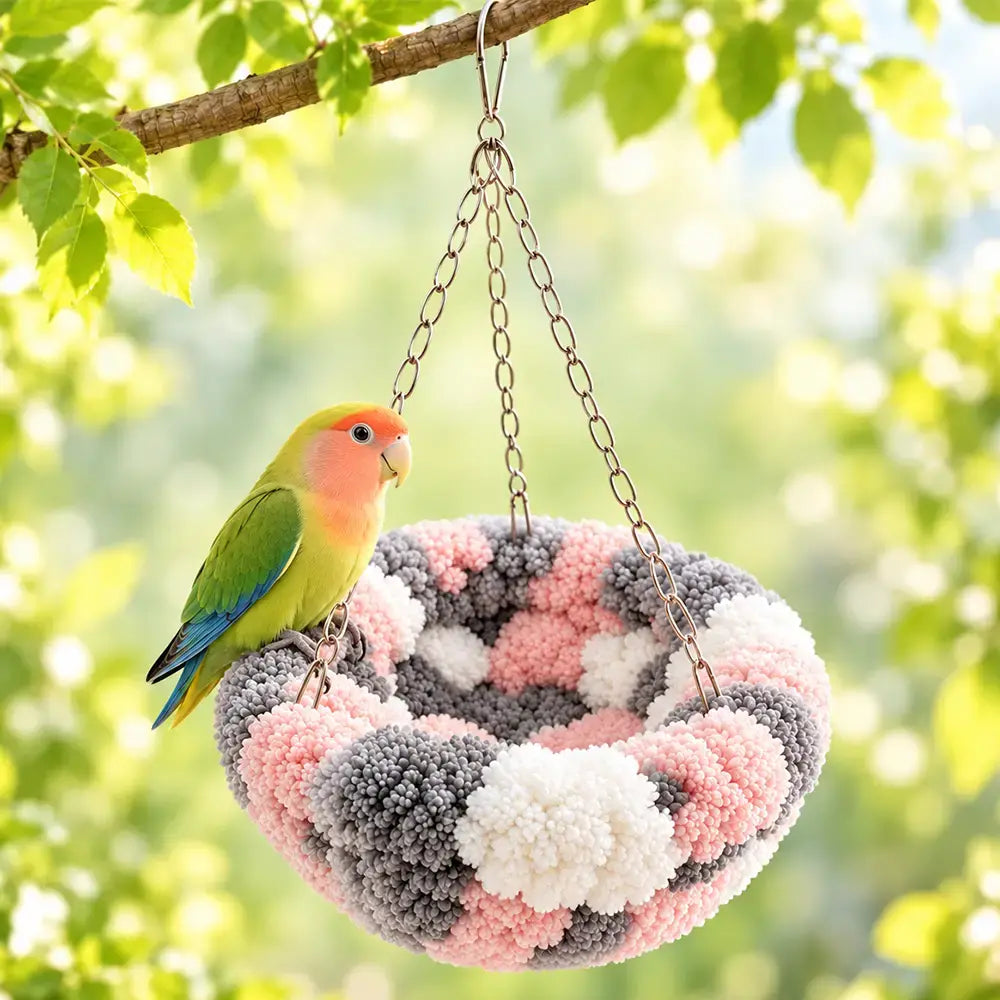 🔥Compra 1 y llévate 1 gratis🔥2 piezas 26 euros!🌿 Cama colgante suave para pájaros con interior de felpa para jaulas de aves pequeñas