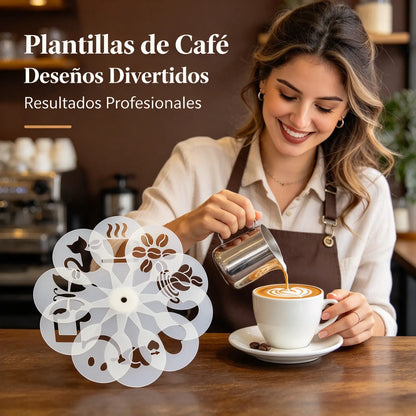 💖Un juego de 19 piezas por solo 23 euros☕✨19 elegantes moldes para hornear pasteles de café con arte latte