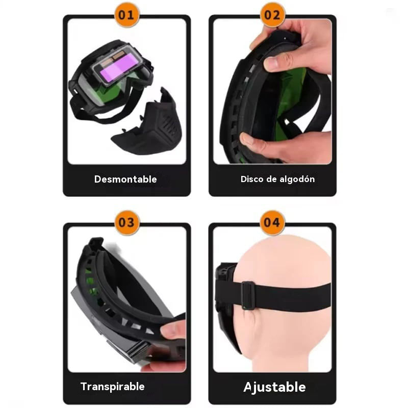 🔥【50%OFF】😎Casco de soldadura totalmente automático con cambio de luz y máscara protectora montada en la cabeza para soldadores