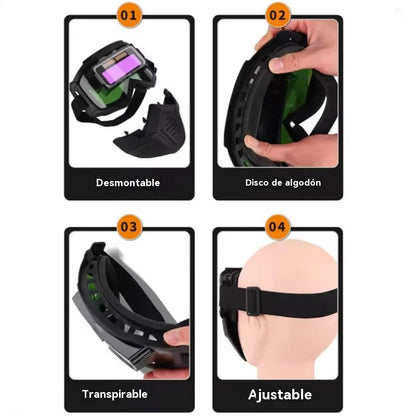 🔥【50%OFF】😎Casco de soldadura totalmente automático con cambio de luz y máscara protectora montada en la cabeza para soldadores