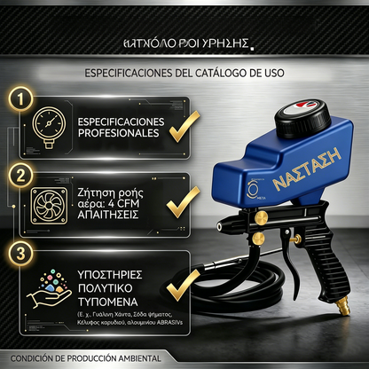 🔫✨ Pistola de chorro de arena portátil alimentada por gravedad: para eliminar óxido, grabar y desbarbar.