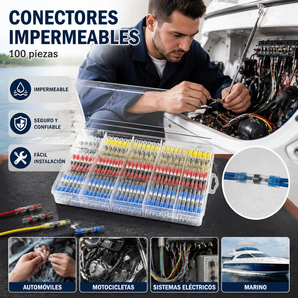 【100 piezas】Manguito de sellado de reparación de rotura de cable multifuncional, kit de conector de soldadura termorretráctil de conector de cable