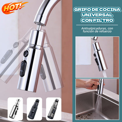 🔥💦 【Compra uno y llévate otro gratis】Grifo de cocina universal con filtro | A prueba de salpicaduras y con amplificador de presión