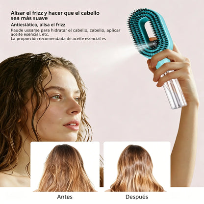 💖💨Un peine con función de pulverización de un solo botón para evitar eficazmente que el cabello se enrede.