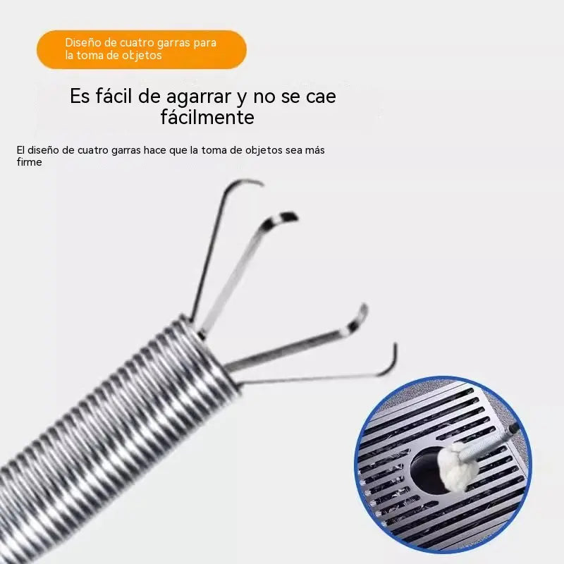 Desatascador doméstico de cuatro garras con sujeción automática.