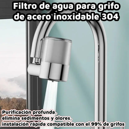 ✨💧Filtro de agua para grifo de acero inoxidable 304 | Purificación profunda, elimina sedimentos y olores, instalación rápida compatible con el 99% de grifos 🚰
