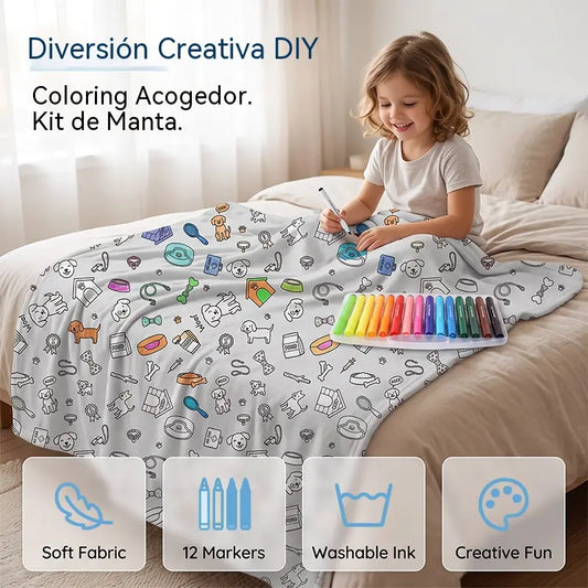 🔥¡ÚLTIMO DÍA DE VENTA CON 50% DE DESCUENTO!🎨✨Kit de manta creativa y acogedora para colorear