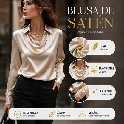 🔥【Nueva moda de otoño e invierno】✨Camisa de solapa estampada de color sólido para mujer