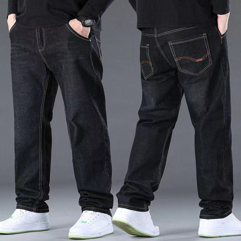 🔥【S-10XL】🔥【45-160 kg】👖👖Pantalones vaqueros de talla grande para hombre, de corte recto, cintura alta y gran elasticidad.