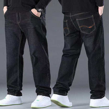 🔥【S-10XL】🔥【45-160 kg】👖👖Pantalones vaqueros de talla grande para hombre, de corte recto, cintura alta y gran elasticidad.
