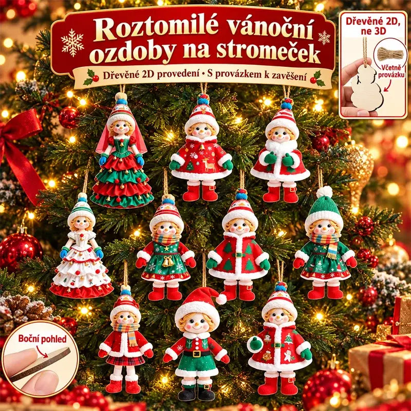 ✨Dvě sady po 40 kusech stojí 580 českých korun🎄2D dřevěné dekorace na vánoční oblečení pro dívky