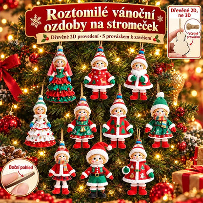 ✨Dvě sady po 40 kusech stojí 580 českých korun🎄2D dřevěné dekorace na vánoční oblečení pro dívky